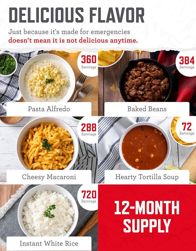 ReadyWise 1 Year Emergency Food Supply - 3,576 Servings, 24 Buckets, Freeze Dried Protein Meals, Disaster Survival Food Storage, Ready to Eat, Camping Essentials, up to 25 Year Shelf Life