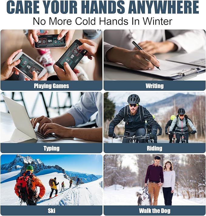 Heated Gloves for Men Women, Rechargeable Full & Half Hands Electric Gloves Heated Fingerless Touchscreen Gloves Heated Winter Hand Warmer for Work Cycling Skiing Outdoor Snow (Large)