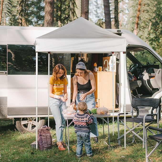 Outvita 5x5 Pop Up Canopy Tent, Ez Up Outdoor Canopy Tent Instant Shelter with Carry Bag Straight Legs Patio Balcony Porch Backyard Garden