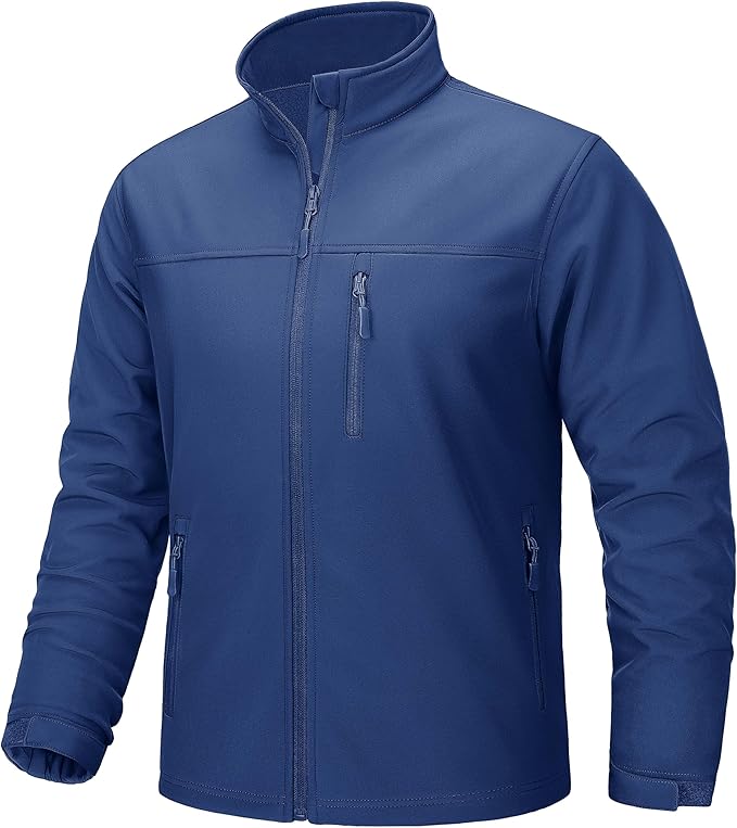 TACVASEN Men's Lightweight Softshell Jacket Fleece Lined Waterproof Tactical Rain Zip Up Winter Coat Windbreaker Casual