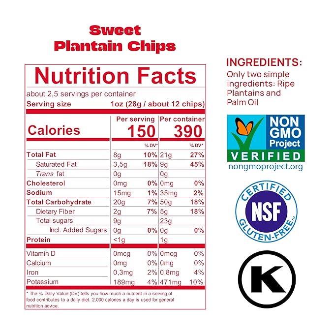 LULU Plantain Chips - Maduritos Sweet Plantain Chips, 30 Individual Bags (2.5 Oz Each) - Crunchy, Delicious, Gluten-Free Healthy Snacks - No Preservatives or Artificial Colors, Sustainably Sourced