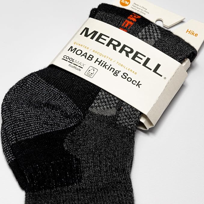 Merrell unisex-adult Men's and Women's Moab Hiking Mid Cushion Socks - Moisture Wicking & Arch Support