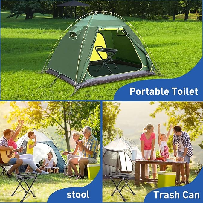 Upgraded Portable Toilet, Height Adjustable Camping Toilet Portable Potty for Camping, Hiking, Road Trip, Car, RV, Tent, Beach, Truck Drivers