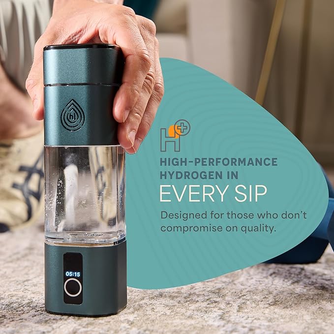 Lifepro HydroLife Peak Hydrogen Water Bottle Generator – SPE/PEM Technology Hydrogen-Boosting Portable Water Bottle with OLED Display & USB-C Charging – 280ml, Polycarbonate Body