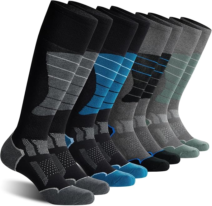 CS CELERSPORT 2/3/4 Pack Ski Socks for Men and Women Skiing, Snowboarding, Winter Performance Socks