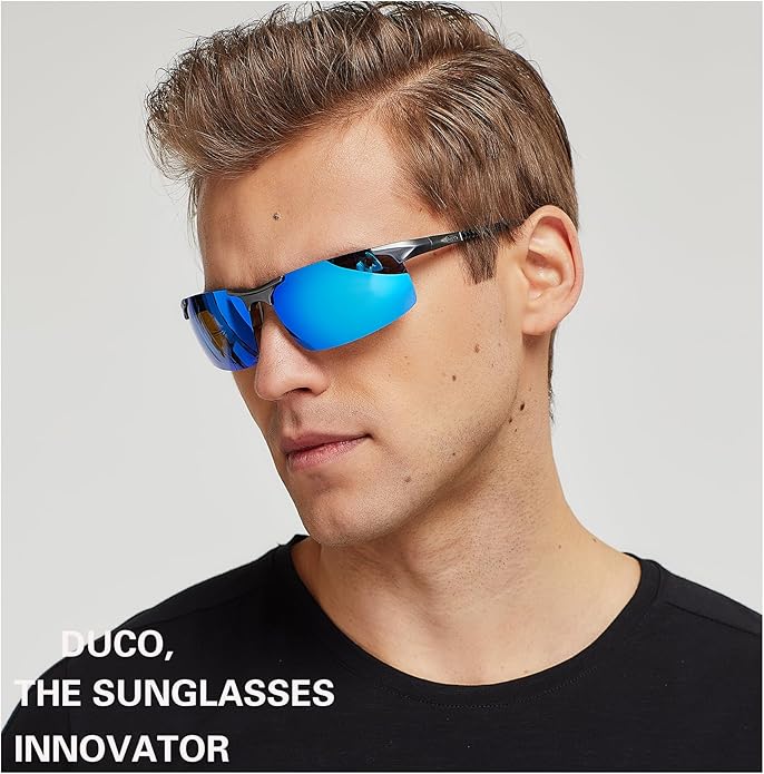 DUCO Mens Sunglasses Polarized Sports Fishing Running Driving Carbon Fiber Sunglasses for Men UV400 Protection DC8277