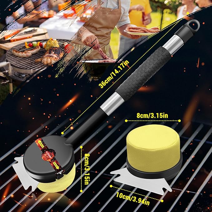 Grill Brush BBQ Replaceable Scraper Cleaning Head, Bristle Free, Safe for Stainless Steel & Cast Iron Grates, Premium Aramid Fiber, Dishwasher Safe