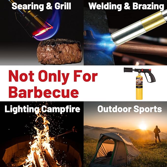 14.1oz MAPP Gas 3 Packs Kit 99.99% High Purity Equal to MAPP Gas Hotter than Propane No Odor Cooking Searing Camping Gas to Broil Sous Vide for Welding Brazing Soldering Propane Torch Head
