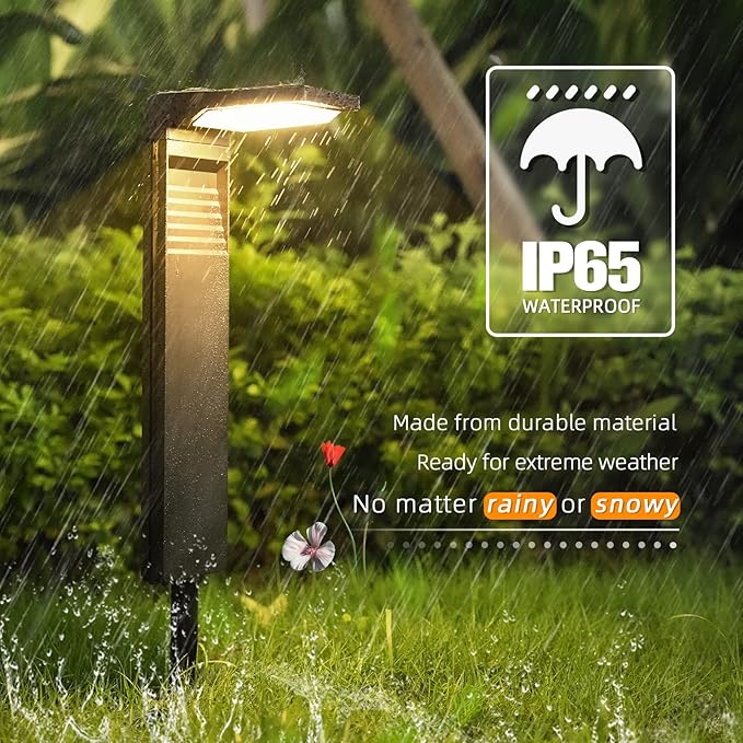 Solar Pathway Lights 4 Pack with Warm White and Cool White Mode, Modern Solar Path Lights Outdoor Waterproof, Perfect Solar Lights for Backyard, Lawn, Driveway, Walkway, Garden Decorative.