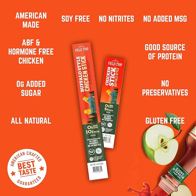 Field Trip Grass Fed and Free Range Variety Jerky Snack Sticks, Keto, Paleo, Gluten Free, Allergy Friendly Snack, High Protein, 90 and 100 Calorie Snack, 1oz, 10 Pack