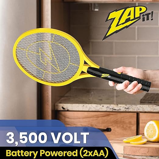ZAP IT! Bug Zapper Battery Powered (2xAA Included) Bug Zapper Racket, 3,500 Volt