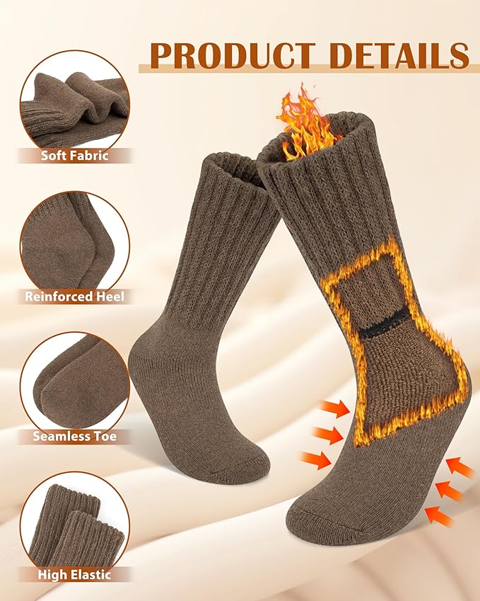 YSense Thermal Wool Socks for Women Thick Winter Boot Socks for Women Warm Cozy Breathable Hiking Socks 4 Pairs
