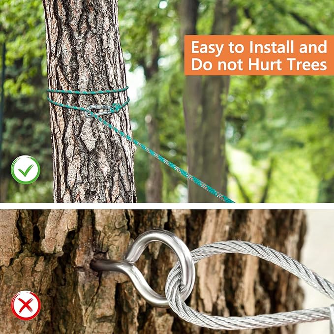XiaZ Dog Tie Out Cable for Camping, 50ft Portable Overhead Trolley System for Dogs up to 200lbs,Dog Lead for Yard, Camping, Parks, Outdoor Events,5 min Set-up