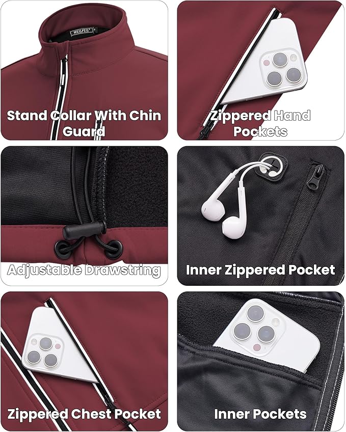 WULFUL Men's Windproof Lightweight Golf Vest Outerwear with Pockets, Softshell Sleeveless Jacket for Travel Hiking Running