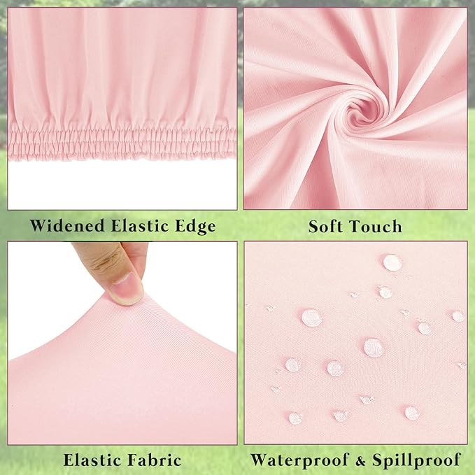6 Pack Picnic Table Cover Fitted Elastic Tablecloth for 8 Foot Rectangle Tables Waterproof Stretch Washable Folding Indoor Outdoor Spandex Table Cloth for Parties Banquet Camping (Pink,30" x 96")