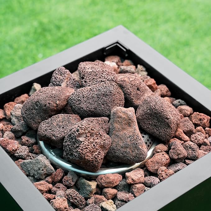 Mr. Fireglass Lava Rock Granules, 2.75"-5" Large Volcanic Lava Rock for for Fire Pits, Fire Bowls, Fire Table and Gas Log Sets, Decorative Landscaping, Indoor & Outdoor Fireplaces - 10 Pounds, Red