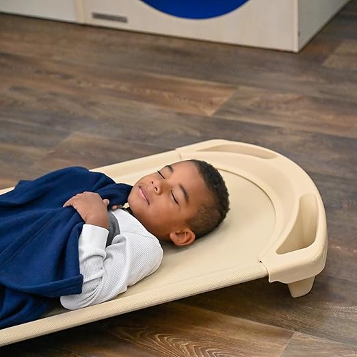 Children’s Factory SpaceLine Nap Cots, Kids Daycare and Preschool Sleeping Cot, Standard Size, Set of 4, Sand