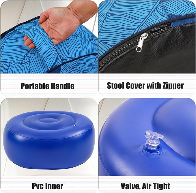 UPWELL Waterproof Inflatable Outdoor Ottoman Pouf,Portable Patio Footrest, Durable & Stylish, Perfect for Garden, Pool, Camping & Home Use - D20 xH9(LiteEase)
