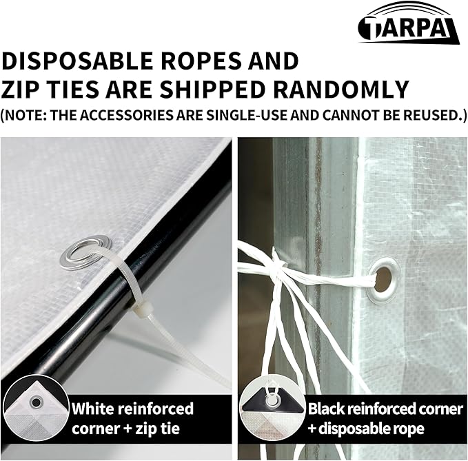 TARPAL 16'x16' Semi Clear White Tarp Waterproof Green House Cover with Grommets 7.5mil Clear Poly tarps for Gardening,Farm, Garden,Chicken Coops,Outdoor