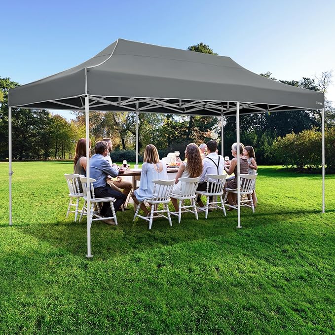 HOTEEL 10x20 Heavy Duty Pop Up Canopy Tent with Sidewalls, Commercial Outdoor Canopy Tents for Parties Event Wedding with Roller Bag, Waterproof & UV 50+, Upgraded Thickened Hexagonal Legs, Gray