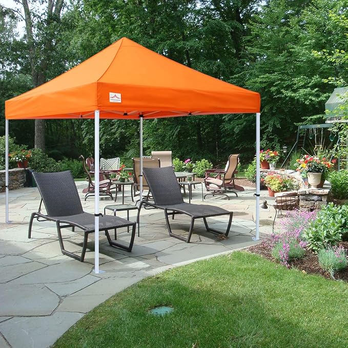 10'x10' Pop Up Canopy Tent Commercial Instant Shelter with Heavy Duty Roller Bag, 4 Canopy Sand Bags, 10x10 FT Orange