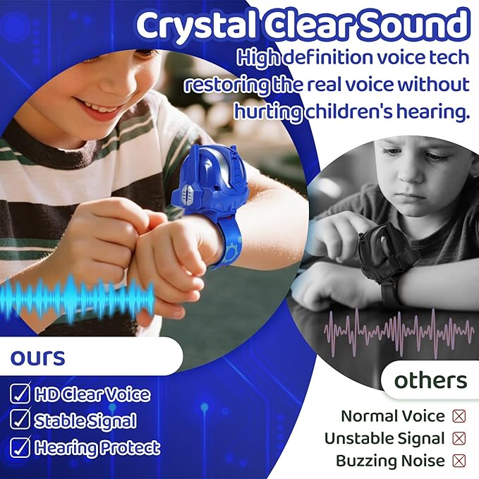 Vvinca Walkie Talkies for Kids 2 Pack - Toys for Boys Girls Age 3-5 5-7 8-12 Christmas Birthday Gifts for Toddlers Adjustable Strap Long Range Clear Sound Camping Outdoor Game Robot Walkie-Talkie