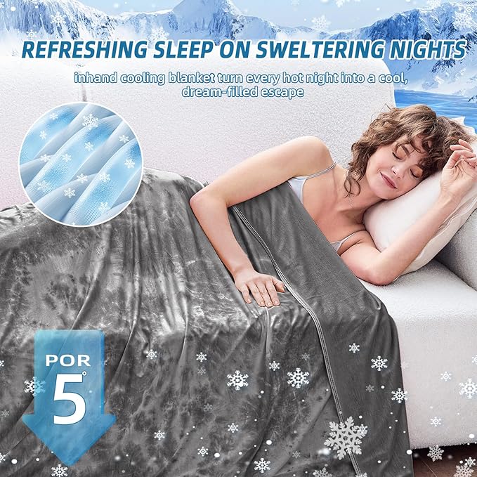 inhand Cooling Blanket Twin Size (60"x80"), Cooling Blankets for Hot Sleepers, Absorbs Heat to Keep Adults Cool for Summer Nights Sweats, Thin Cold Lightweight Blanket for Couch Bed, All Season Use