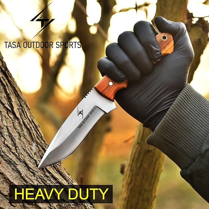 Fixed Blade Knife – Handmade 9" Skinner Hunting Knife For Men With Olive Wood Handle, 1095c Steel Full Tang Bushcraft Knife With Sheath, For Camping, Survival and Outdoor Use