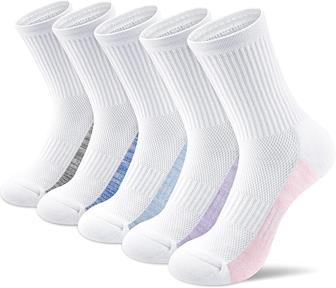 Crew Socks for Women,Athletic Hiking Running Compression Socks with Cushioned Support 3-6 Pairs