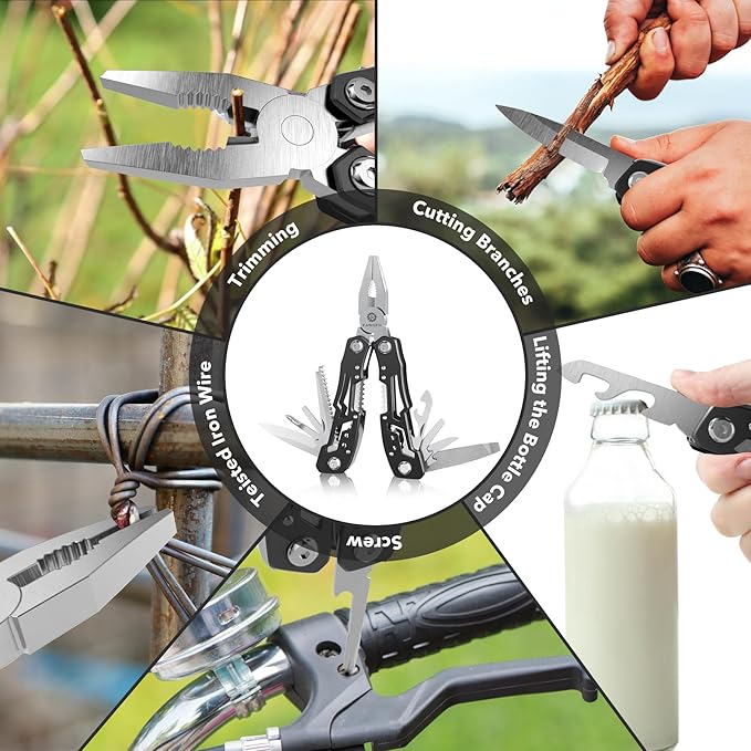 2 Pcs 14-In-1 multi tool pocket knife, Multi tool with Safety Locking- Stainless Steel,