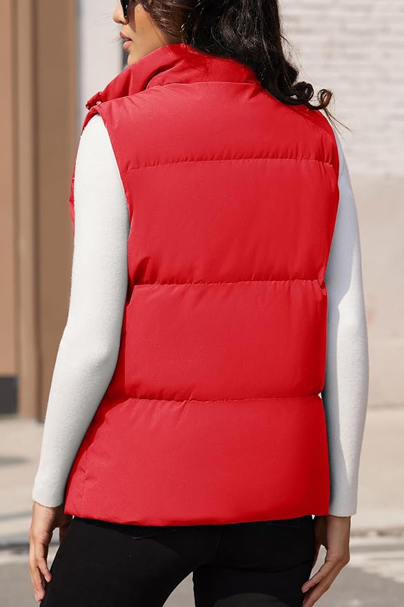 MAGCOMSEN Women's Puffer Down Vest Oversized Zip Up Outerwear Lightweight Winter Padded Gilet Jacket with Pockets