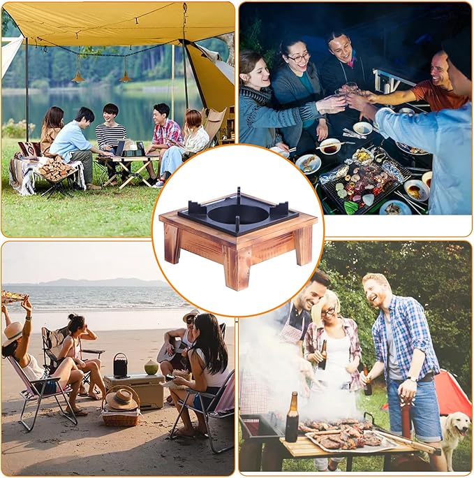 JUSTHERE Wood Alcohol Stove, Japanese Portable Small Wood Camping Stove for Outdoor Picnic, Travel, Alcohol Stove for Soup Pot Roasting Pan Kettle