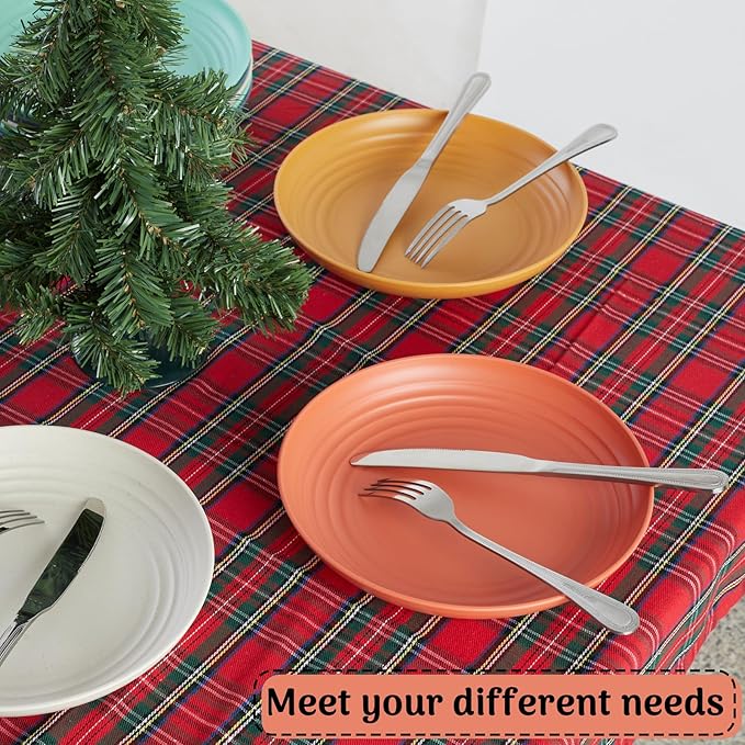 12PCS Unbreakable Dinner Plates, Dishwasher & Microwave Safe Plastic Plates Reusable, Lightweight Wheat Straw Plates for kitchen (Dopamine, 10 IN)