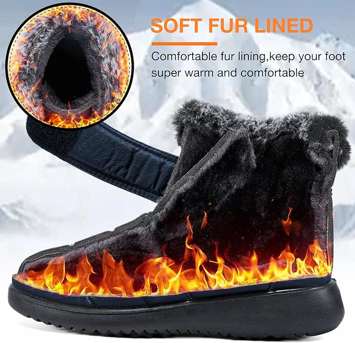 Women Snow Boots Winter Shoes with Fur Lined Warm Slip On Boots for Women Waterproof Booties Comfortable Outdoor Anti Slip Shoes