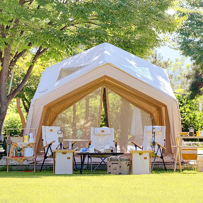 Coody | Rbm Outdoors Koala/Hub/Octopus Inflatable Tents for Camping with Stove Jack, 2/8/10 Person Luxury Canvas Blow Up Tent, 2 Room, Easy Setup Casa de Campaña, Large Inflatable House with Pump