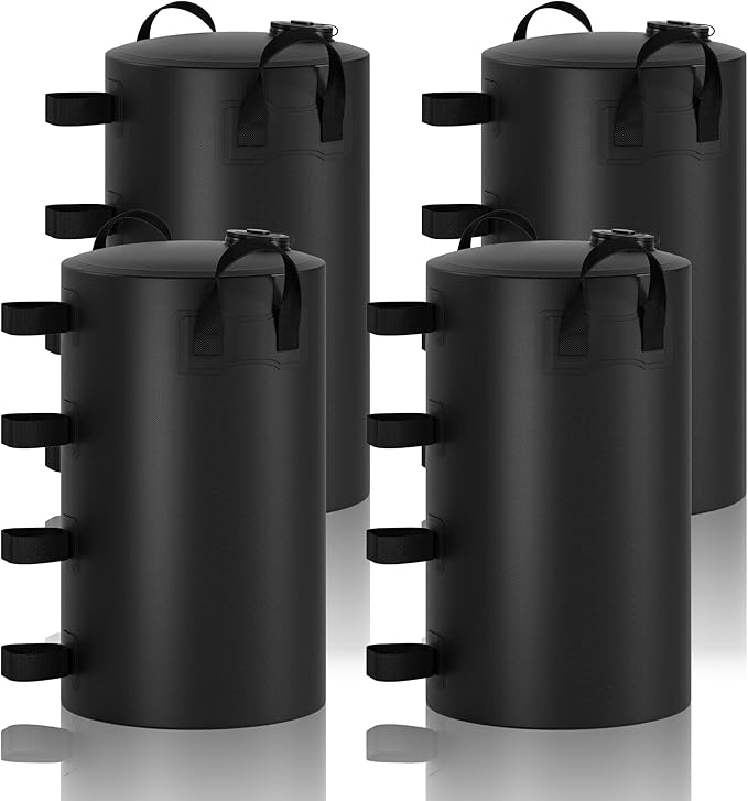 Canopy Water Weights Bag, 220 lb Canopy 4 Leg Weights Bag, Portable 25L Water Bag Windproof Fixed Water Tent Weights, for Outdoor Pop Up Tent, Canopies, Gazebo, Shelter, 4 Pack (25L Black)