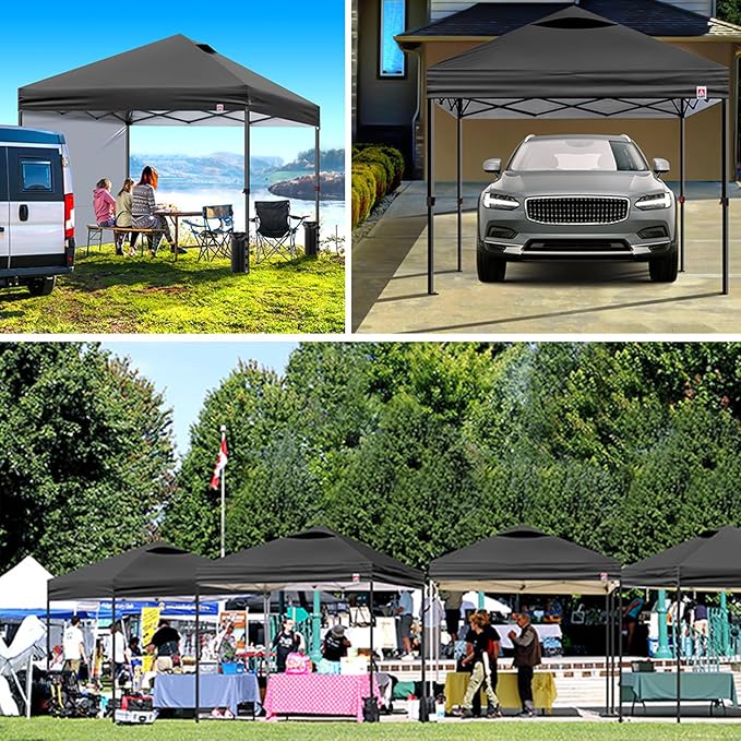 10x10 Pop Up Canopy Tent,Outdoor Canopy for Beach Tent with Sidewalls,Heavy Duty Easy Pop up Canopy Tent for Party Tent,Camping,Markets,Events,Parties. (Black, 10x10 FT)