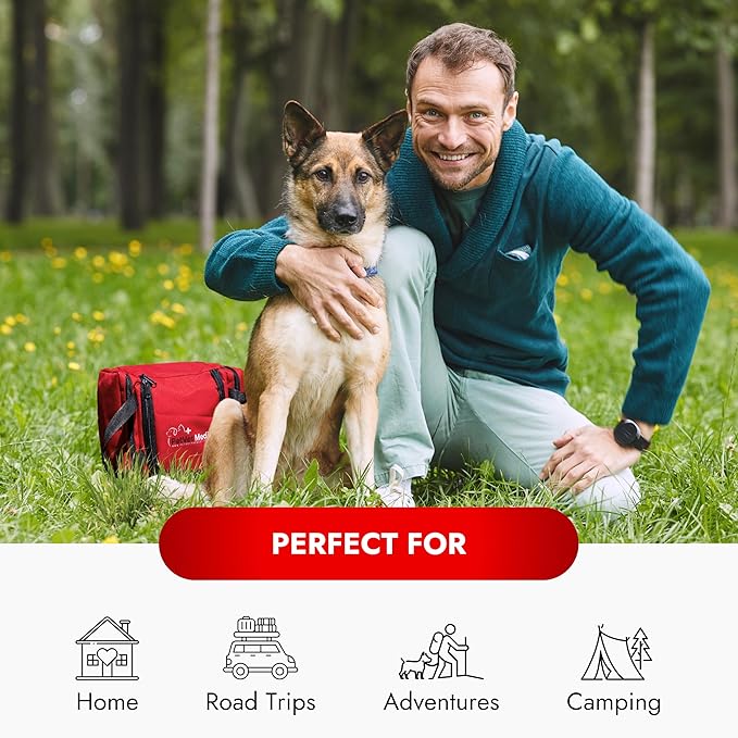 Pet Vet Medic Cat & Dog First Aid Kit - Dog Emergency Kit, Dog Health Supplies & Dog Wound Care -with Dog Thermometer, Dog Bandages for Wounds - Dog Essentials, Dog Travel Bag (Small)