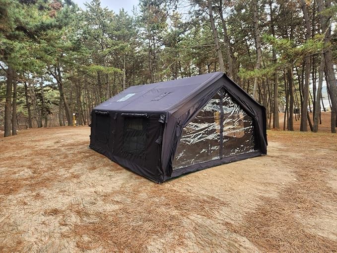 Coody | Rbm Outdoors Koala/Hub/Octopus Inflatable Tents for Camping with Stove Jack, 2/8/10 Person Luxury Canvas Blow Up Tent, 2 Room, Easy Setup Casa de Campaña, Large Inflatable House with Pump