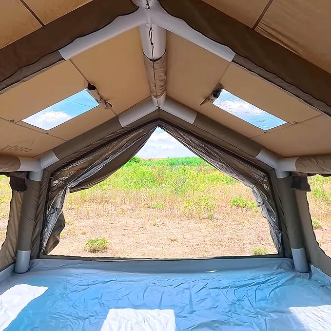 Coody | Rbm Outdoors Koala/Hub/Octopus Inflatable Tents for Camping with Stove Jack, 2/8/10 Person Luxury Canvas Blow Up Tent, 2 Room, Easy Setup Casa de Campaña, Large Inflatable House with Pump