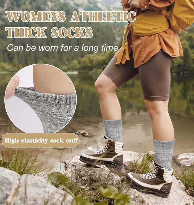 Justay 4 Pairs Merino Wool Socks for Women, Hiking Thermal Warm Winter Cozy Thick Boot Socks for Women Gifts