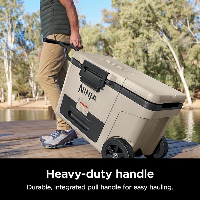 Ninja | Cooler | FrostVault 45QT Cooler with Wheels | Insulated with Temp Dry Storage Drawer | Keeps Ice Cold for Days | for The Beach, Camping, Picnics & More | Birch Beige | FB245CS