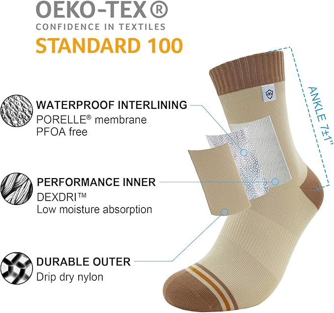 DexShell Waterproof Socks for Men & Women, Ultralite for Hiking Walking Outdoor Activities in Cold Wet Weather, Unisex Ankle