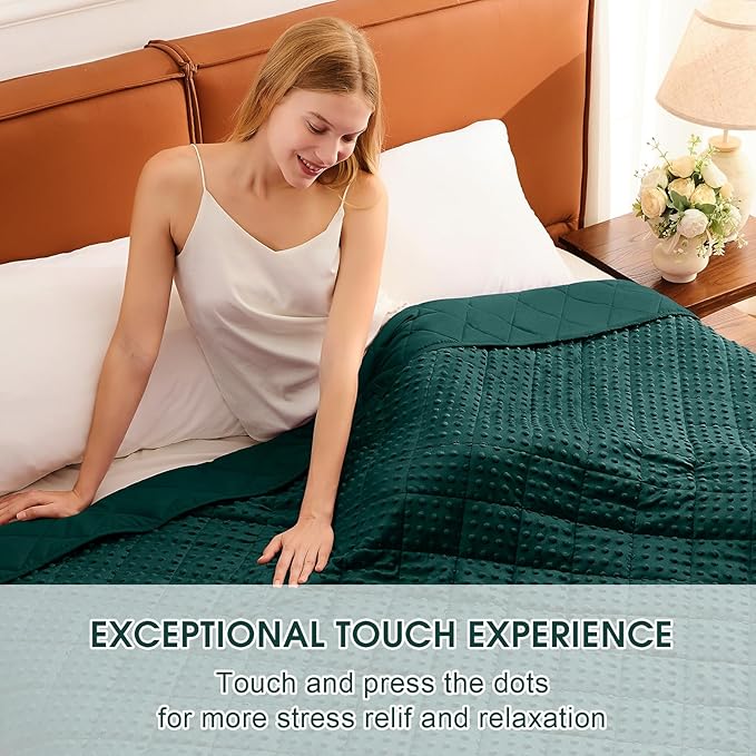 Weighted Blanket for Adults (20lbs, 48"x72" Twin Size) - Breathable Minky Heavy Blanket for 130-220lbs with Premium Glass Beads - Soft Thick Blanket for All-Season Sleeping Comfort - Green