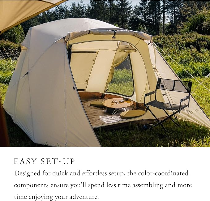 Snow Peak Alpha Breeze Tent, Camping Tent, Easy Set Up, Water Repellent, UV-Protective Finish, Ivory, 4 Person