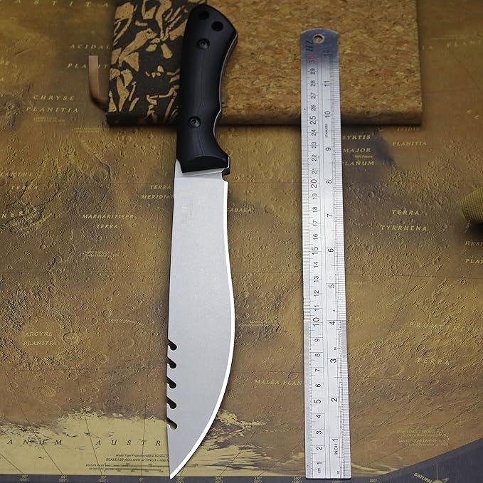 13.4-inch DC53 steel full tang hunting knife + K sheath. Suitable for camping, hiking, hunting and as daily carry equipment for handicrafts. (10 - Tactical Style A)