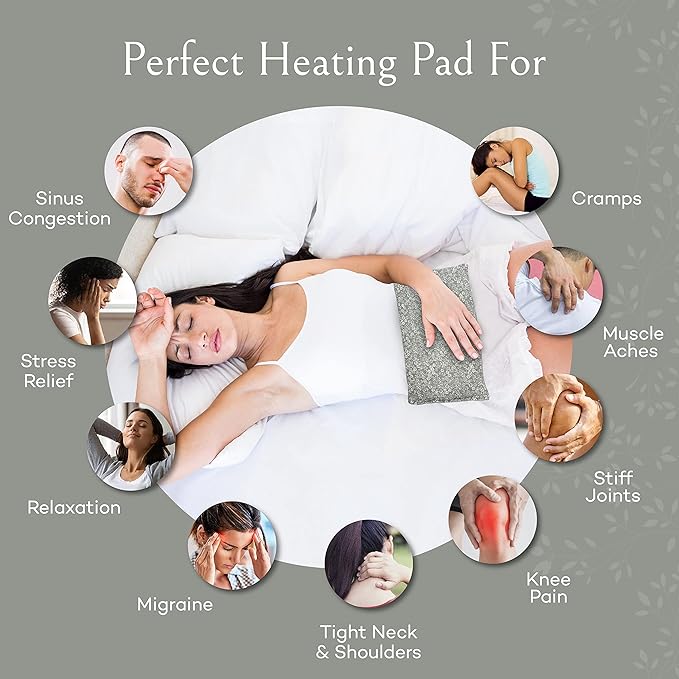 SacksyThyme Microwave Heating Pad for Cramps, Back, Neck, Shoulders, Leg Pain - Reusable Heat Pack, Hot Moist Microwavable Therapy Pack - Unscented Flaxseed Hot Compress Made in USA (Size: 12" x 7")