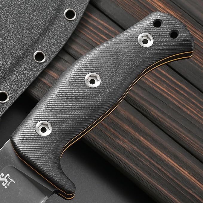 Sitivien ST12 Plus Fixed Blade Knife Sleipner Brushed Steel Blade G10 Handle Full Tang EDC Straight Knife for Camping Hunting Fishing(Black)