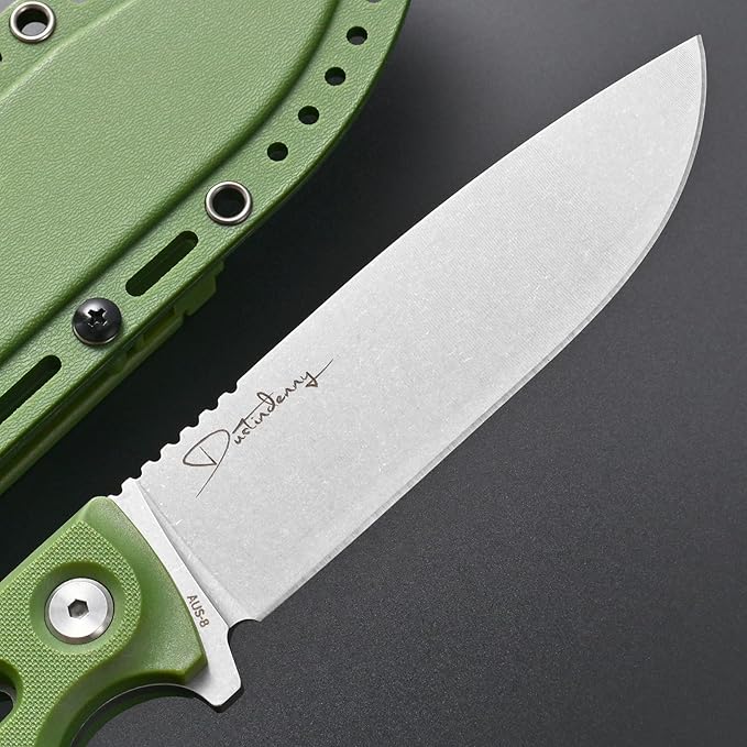 GTK4 Fixed Blade Knife AUS-8 Steel Blade Nylon Fiberglass Handle Full Tang EDC Tool Knifes for Outdoor Camping Survival Adventure(green)