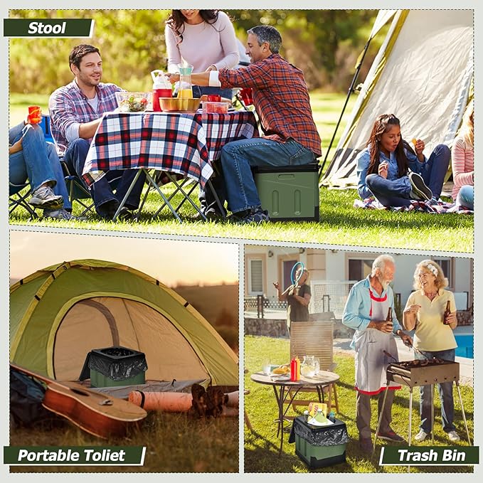 Portable Foldable Camping Toilet for Adult, Large Travel Porta Potty for Men&Women, Car/Caravan/Camper Toilet/Travel/Mobile Toilet, Lightweight & Multifunctional